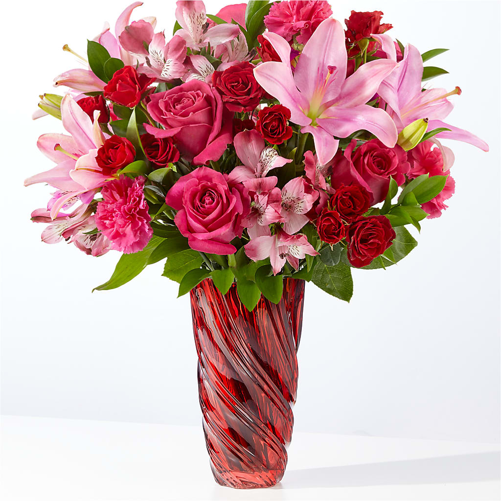 In Love Bouquet with Luxe Swirl Vase – TED & DEBBIE'S FLOWER & GARDEN CENTER, Tulsa OK