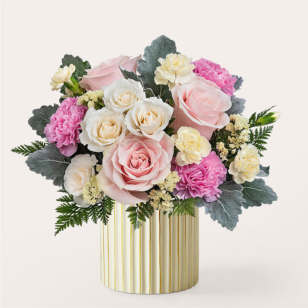 Blissful Moments Bouquet with Ivory Vase – TED & DEBBIE'S FLOWER & GARDEN CENTER, Tulsa OK