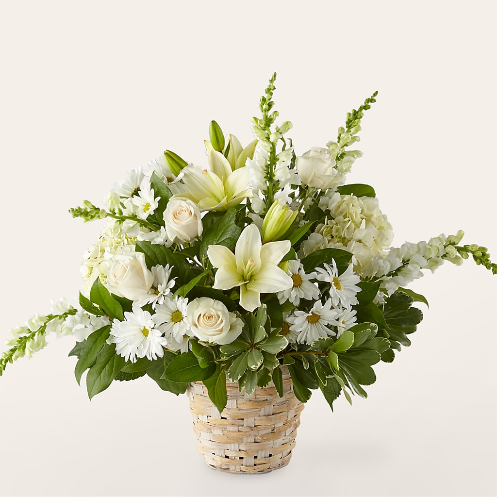 Ivory Elegance Floral Basket – TED & DEBBIE'S FLOWER & GARDEN CENTER, Tulsa OK