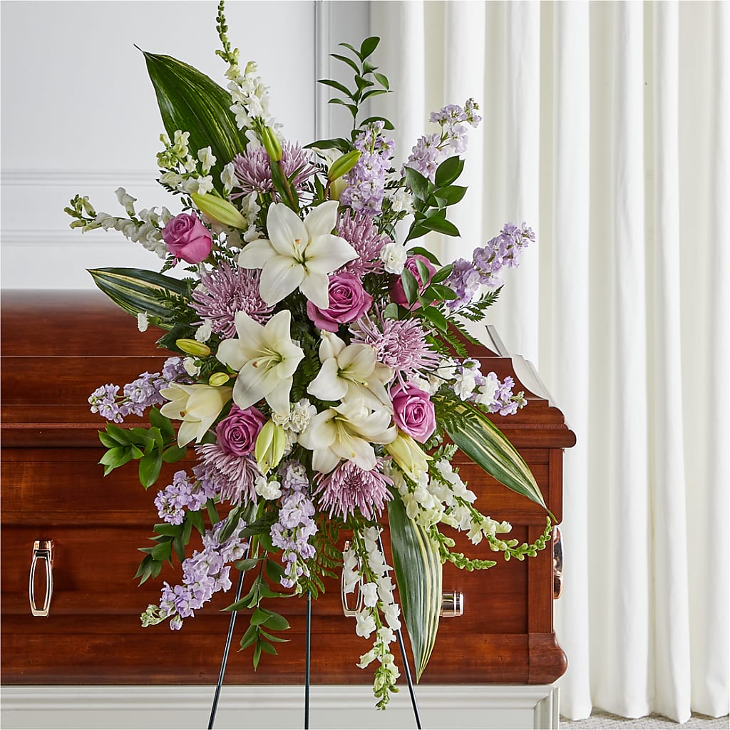 Grateful Hearts Standing Spray – TED & DEBBIE'S FLOWER & GARDEN CENTER, Tulsa OK