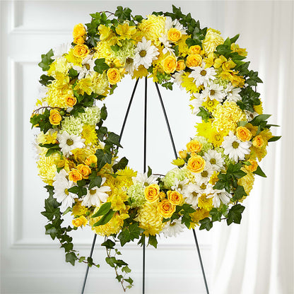 Golden Remembrance Wreath – TED & DEBBIE'S FLOWER & GARDEN CENTER, Tulsa OK