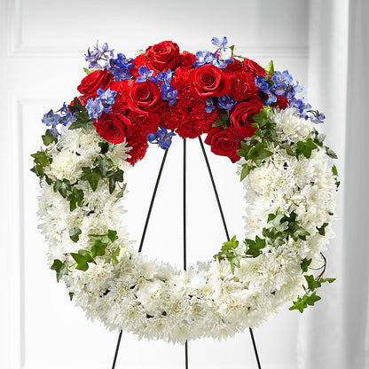 Patriotic Passion Wreath – TED & DEBBIE'S FLOWER & GARDEN CENTER, Tulsa OK